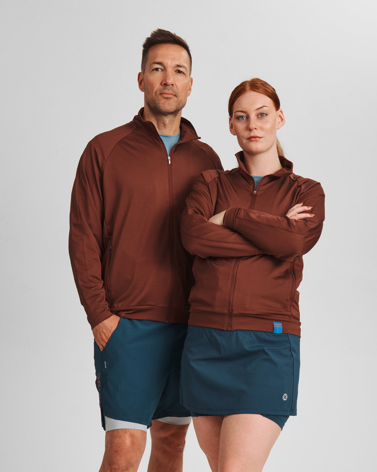 Padeltrøje Tiago full zip - Chestnut