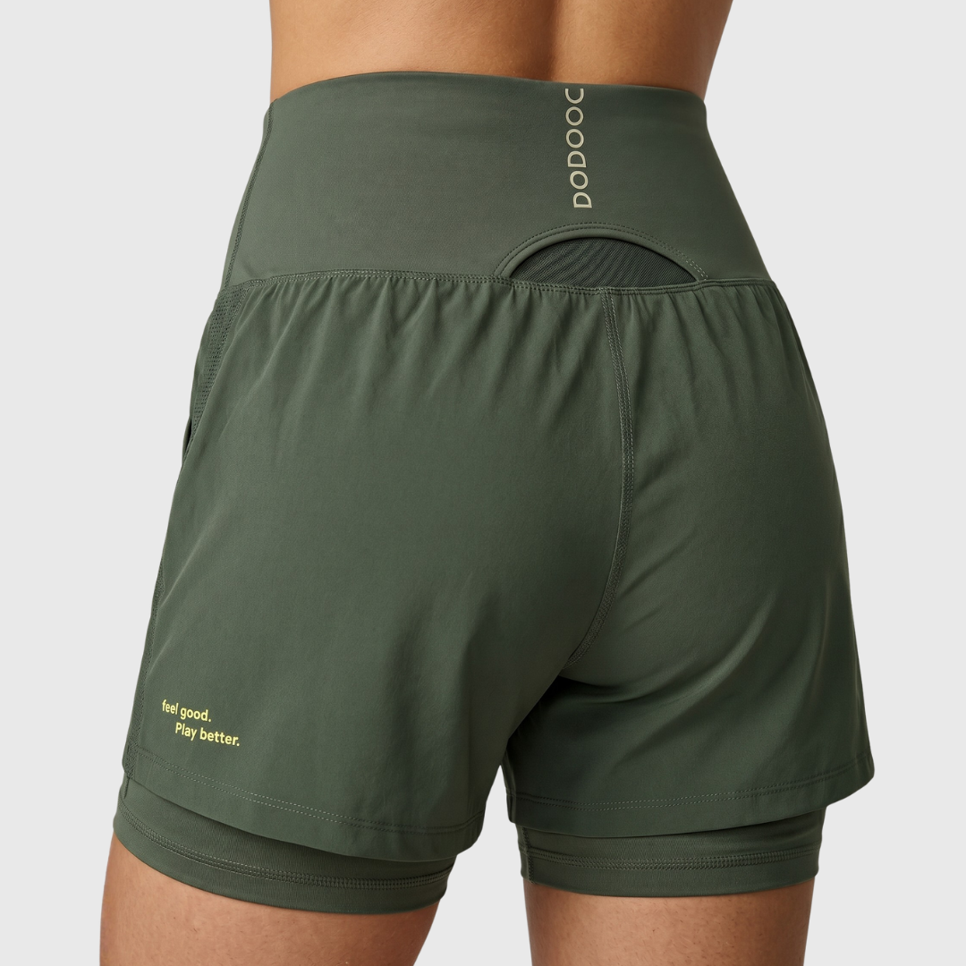 Padel Shorts Light 2 in 1, Malena - Cypress Green