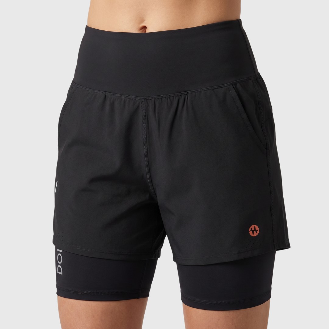 Padel Shorts 2 in 1, Shape, Malaga - Black