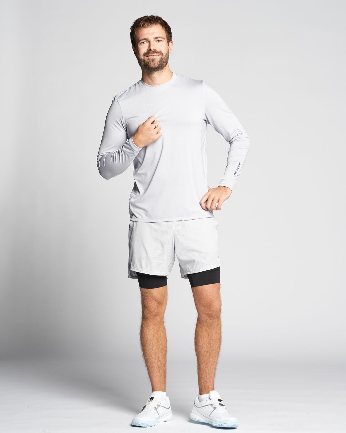 Padel Langærmet Overdel, Enzo Soft Baselayer - Grey