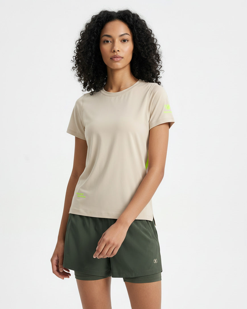 Padel T-shirt, Monita Straight Q-dry - Chalk