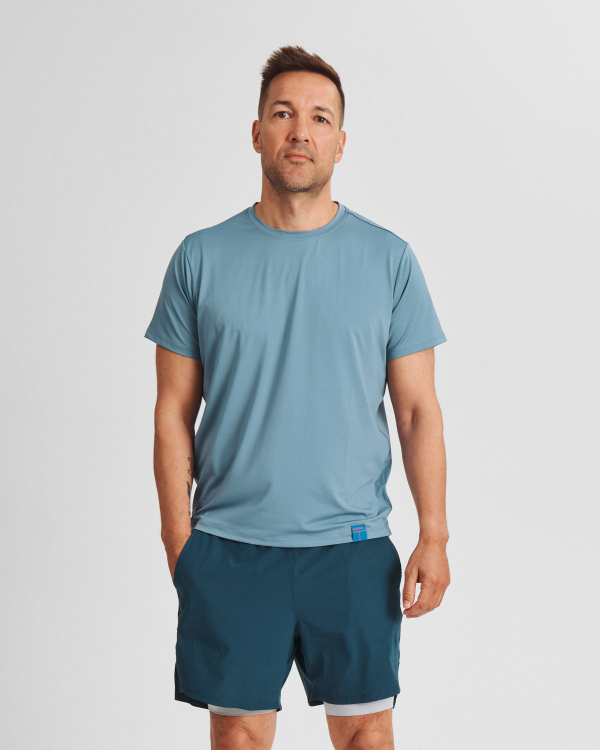 UNISEX Padel T-shirt SHORT, Teo Q-dry - Alaska Blue